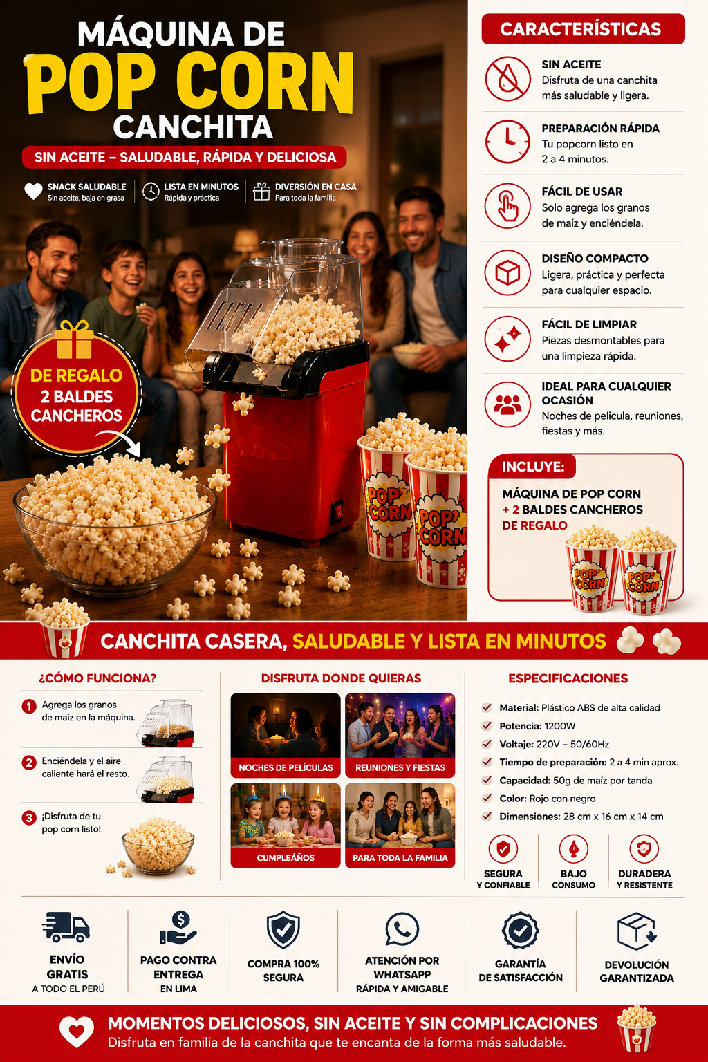Máquina de Pop Corn Canchita Sin Aceite – Saludable y Rápida