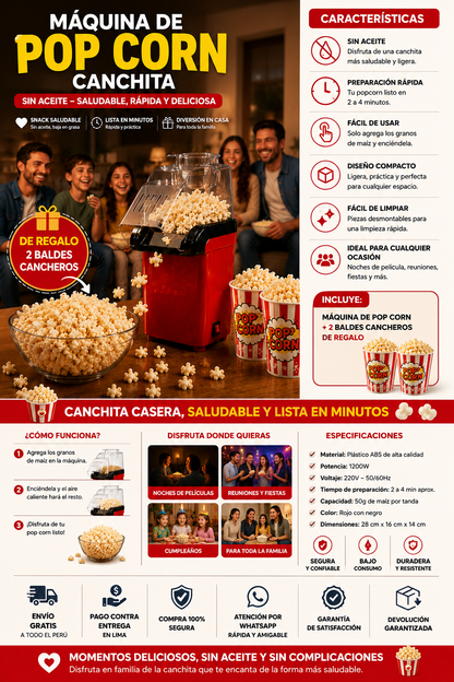 Máquina de Pop Corn Canchita Sin Aceite – Saludable y Rápida