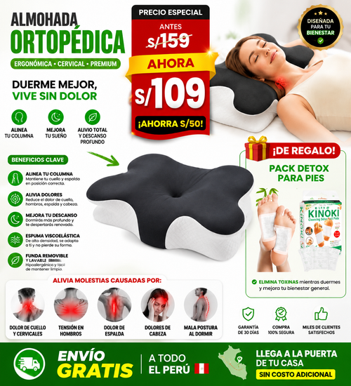 Almohada Ortopédica Bewalker – Soporte Cervical y Confort Total