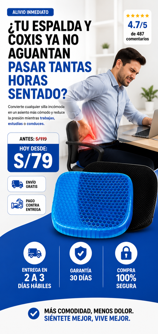 Cojín de Gel Ergonómico – Máximo Confort y Alivio de Presión + Parche Detox Pies