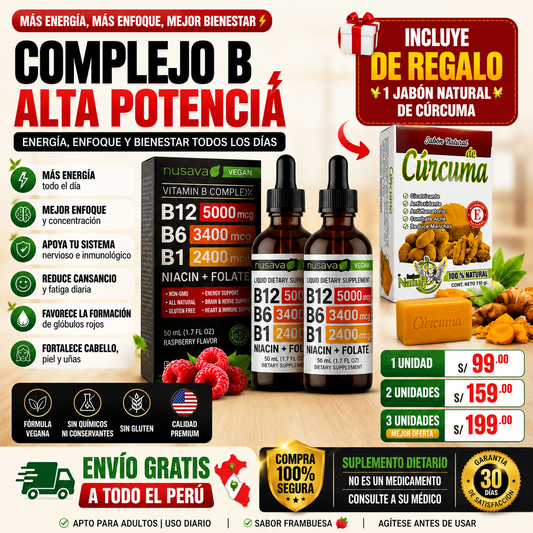 Complejo B (B12, B6, B1) + Jabón de Cúrcuma (pack combinado)